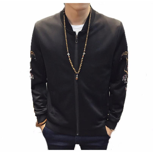 Slim Embroidered Polyester Slim Bomber Jacket