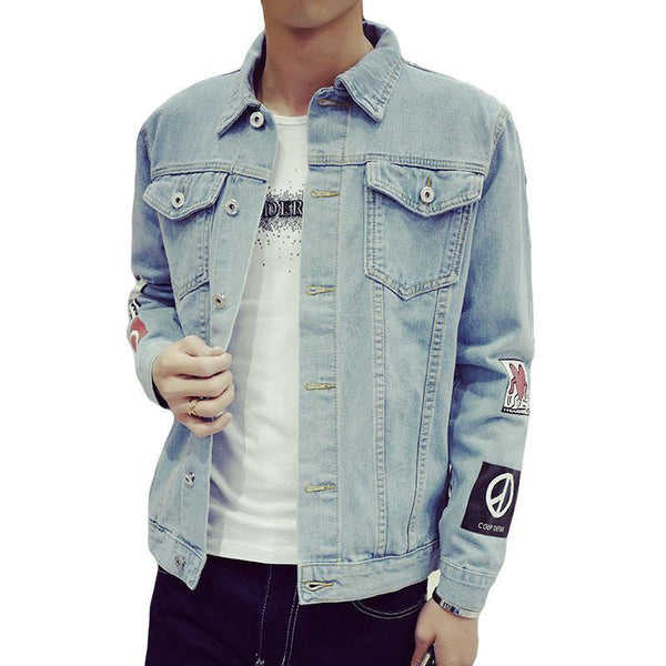 Casual Denim Patch Design Jacket