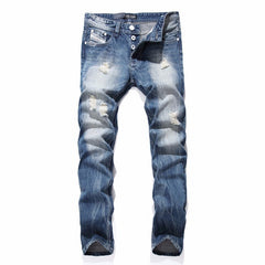 Denim Blue Ripped Jeans - Boujton