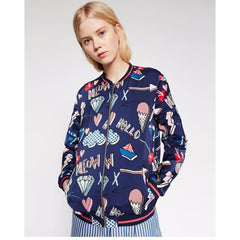 Harajuku Cartoon Letter Bomber Jacket - Boujton